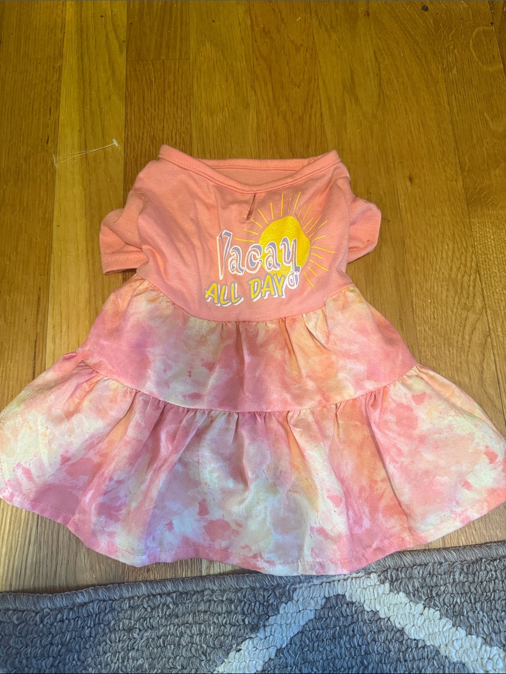 Pink Tie-Dye 'Vacay All Day' Ruffle Dress